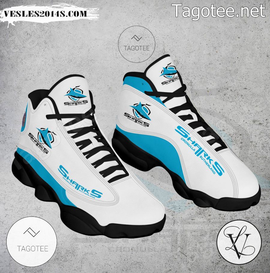 Cronulla-Sutherland Sharks Logo Air Jordan 13 Shoes - EmonShop-a
