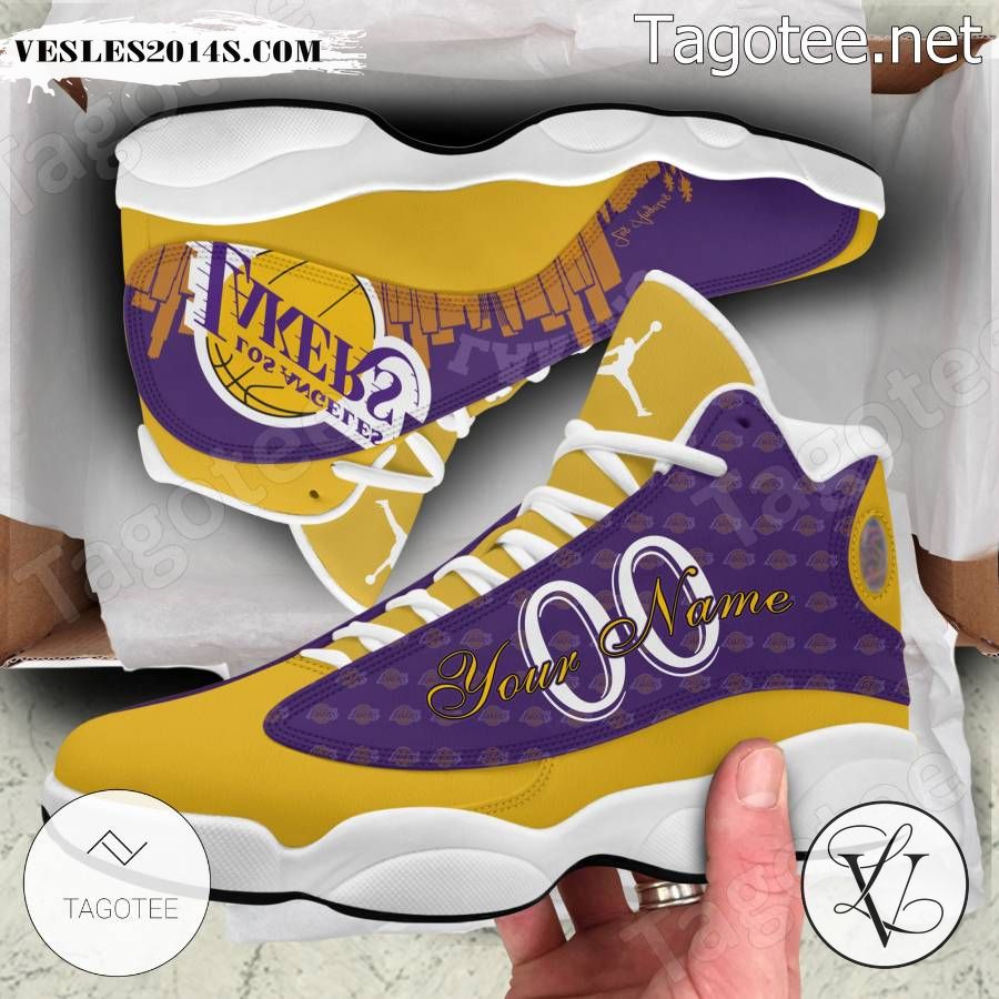 Los Angeles Lakers Personalized Name And Number Air Jordan 13 Shoes a