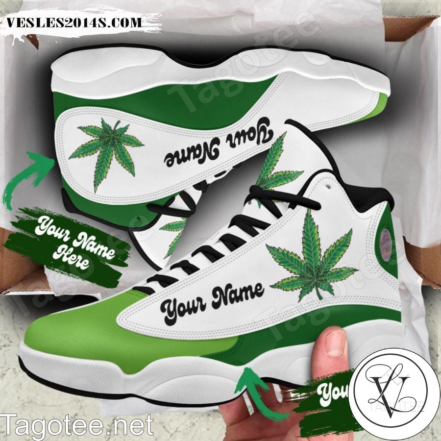 Personalized Weed White Green Air Jordan 13 Shoes Personalized Weed White Green Air Jordan 13 Shoes