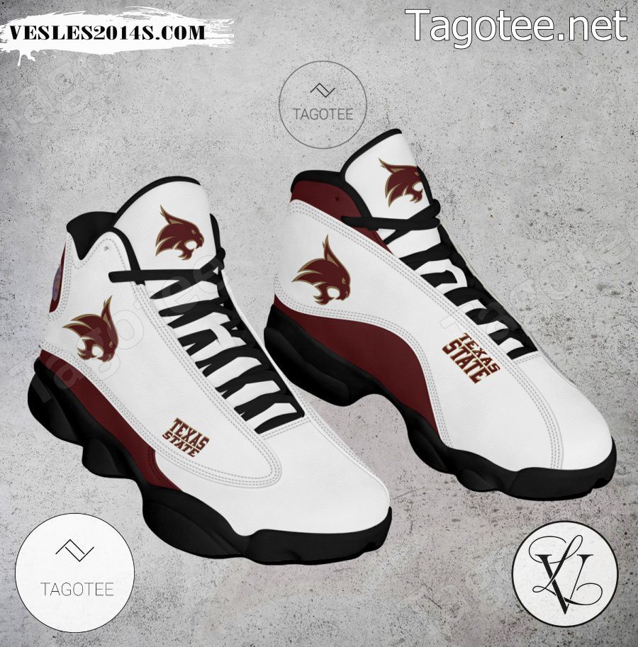 Texas State Bobcats NCAA Logo Air Jordan 13 Shoes - BiShop-a