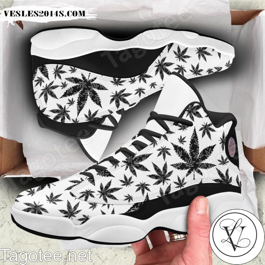 Weed Leaf Black Pattern Air Jordan 13 Shoes Weed Leaf Black Pattern Air Jordan 13 Shoes