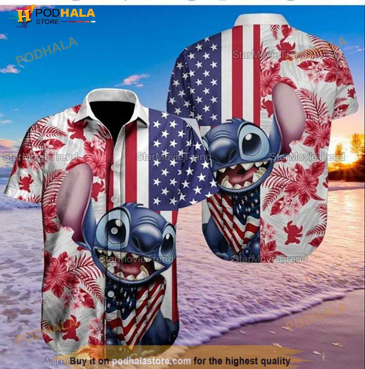 4th Of July American Stitch Cartoon Lilo And Stitch Hawaiian Shirt 4th Of July American Stitch Cartoon Lilo And Stitch Hawaiian Shirt
