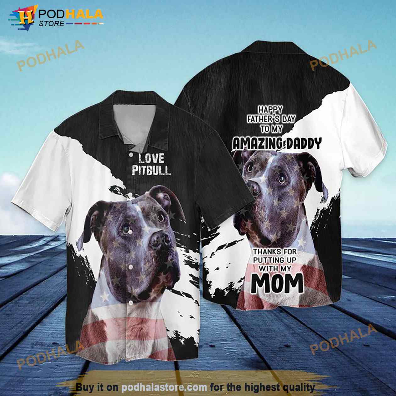 4th Of July Love Pitbull Happy Father’s Day To My Amazing Daddy Hawaiian Shirt 4th Of July Love Pitbull Happy Father’s Day To My Amazing Daddy Hawaiian Shirt