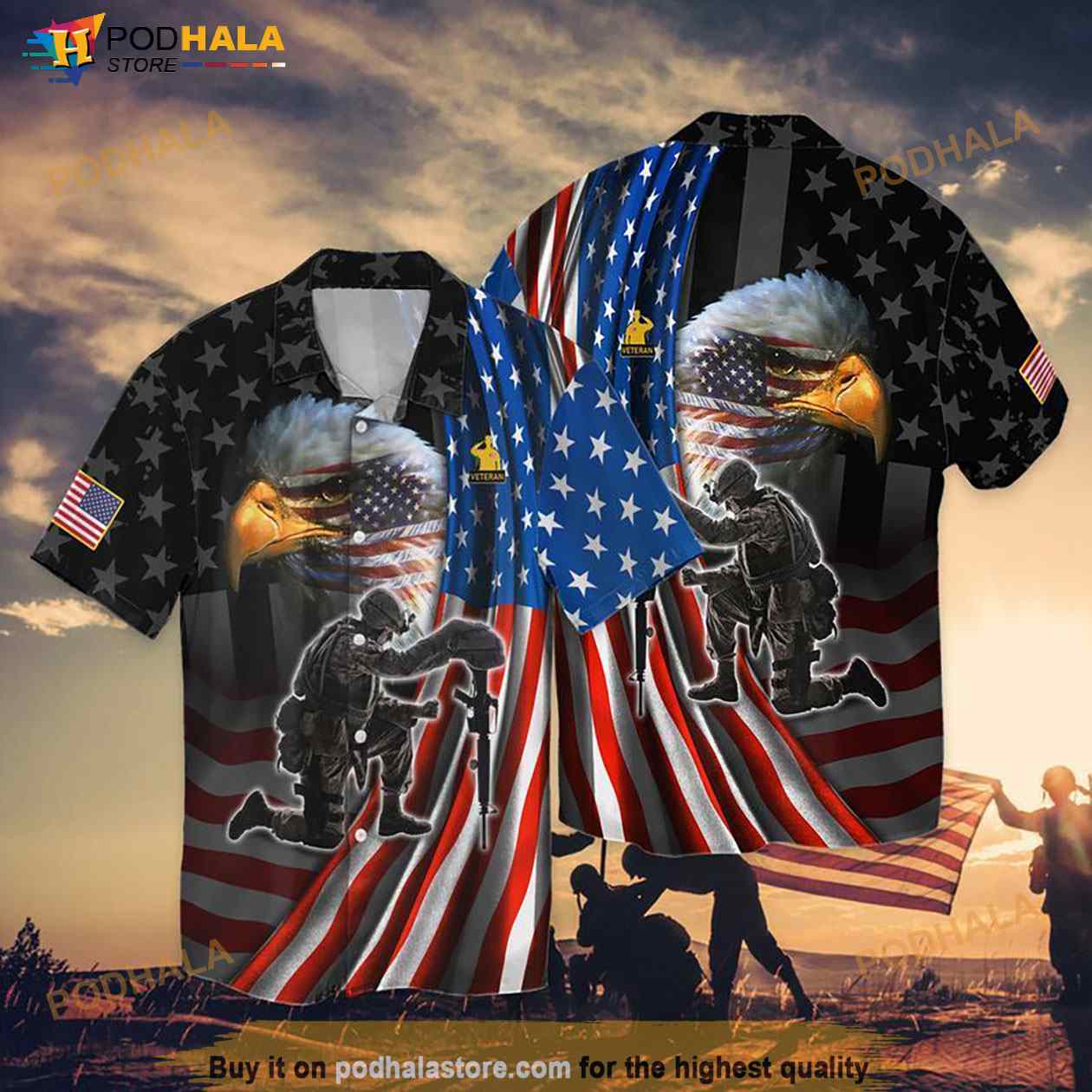 4th Of July Memorial Day Eagle And Veteran Hawaiian Shirt 4th Of July Memorial Day Eagle And Veteran Hawaiian Shirt