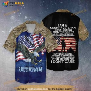 4th Of July Memorial Day Veteran I Am A Grumpy Veteran I Served I Sacrificed Hawaiian Shirt