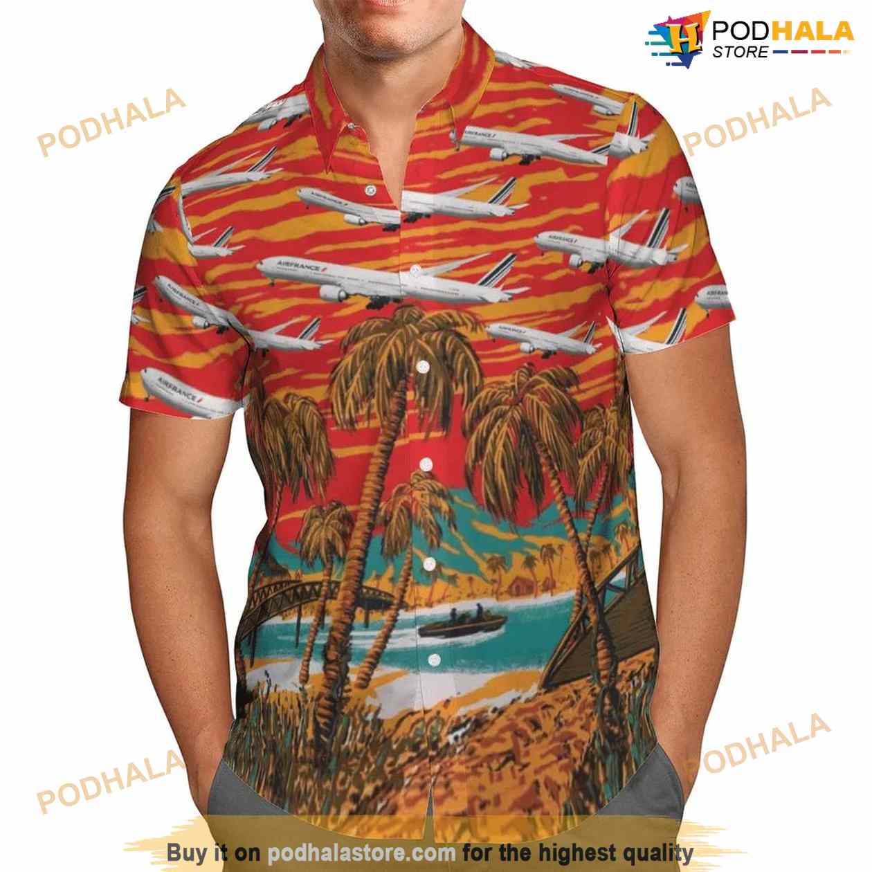 Air France Boeing 777-300er Hawaiian Shirt Air France Boeing 777-300er Hawaiian Shirt