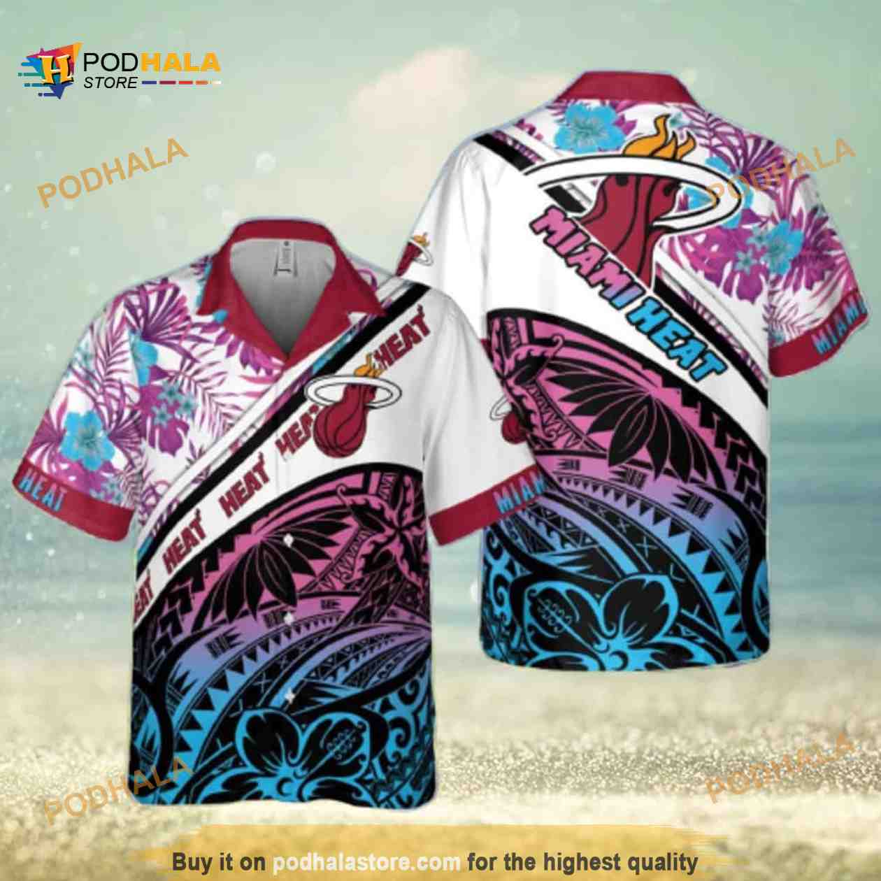 Aloha NBA Miami Heat Funny Hawaiian Shirt Tropical And Polynesian Pattern Aloha NBA Miami Heat Funny Hawaiian Shirt Tropical And Polynesian Pattern