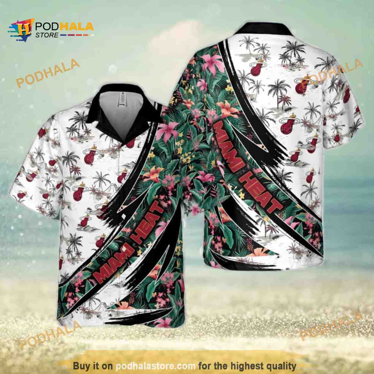 Aloha Summer NBA Miami Heat Funny Hawaiian Shirt Flowers And Palm Trees Pattern Aloha Summer NBA Miami Heat Funny Hawaiian Shirt Flowers And Palm Trees Pattern