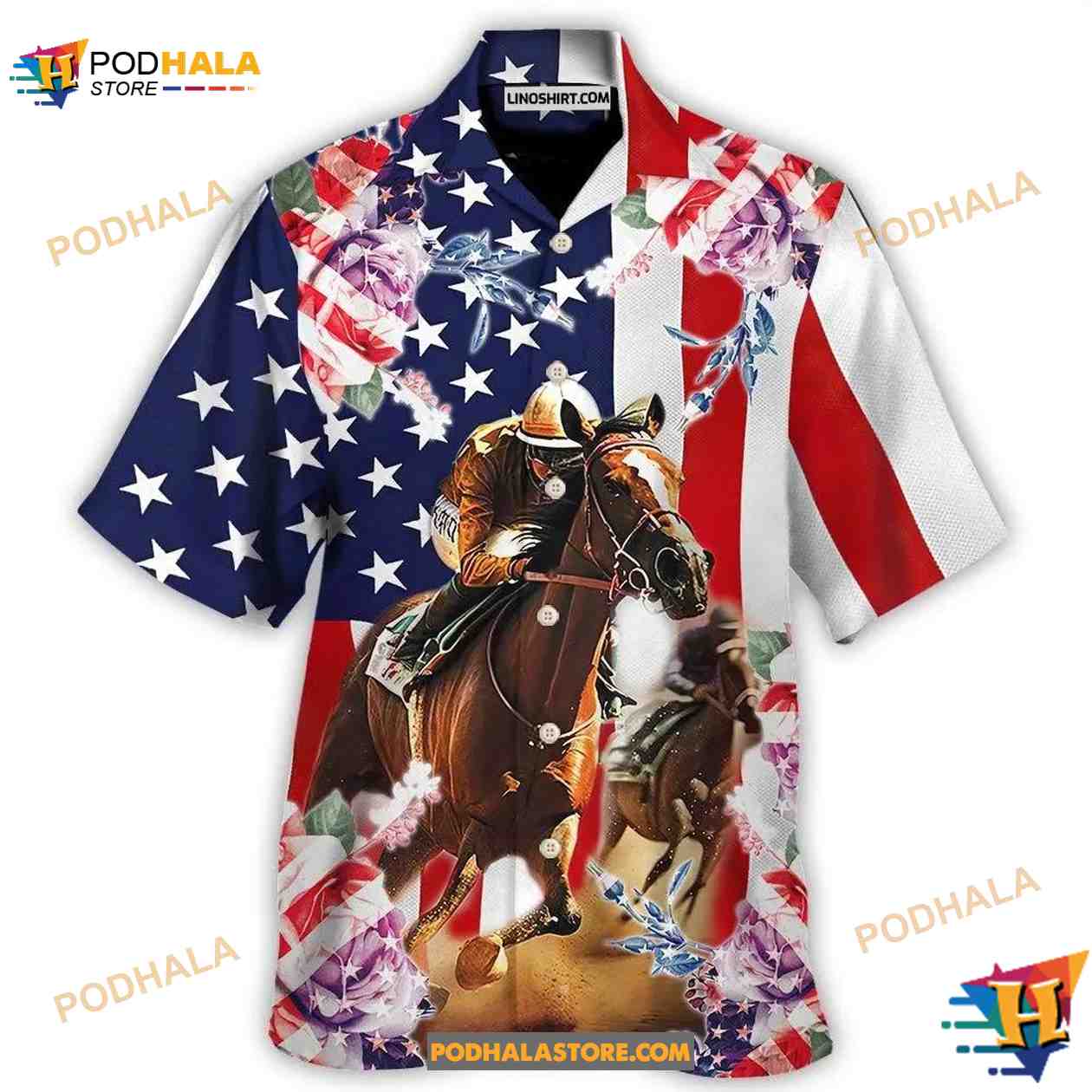 America Horse Racing Rose Hawaiian Shirt America Horse Racing Rose Hawaiian Shirt