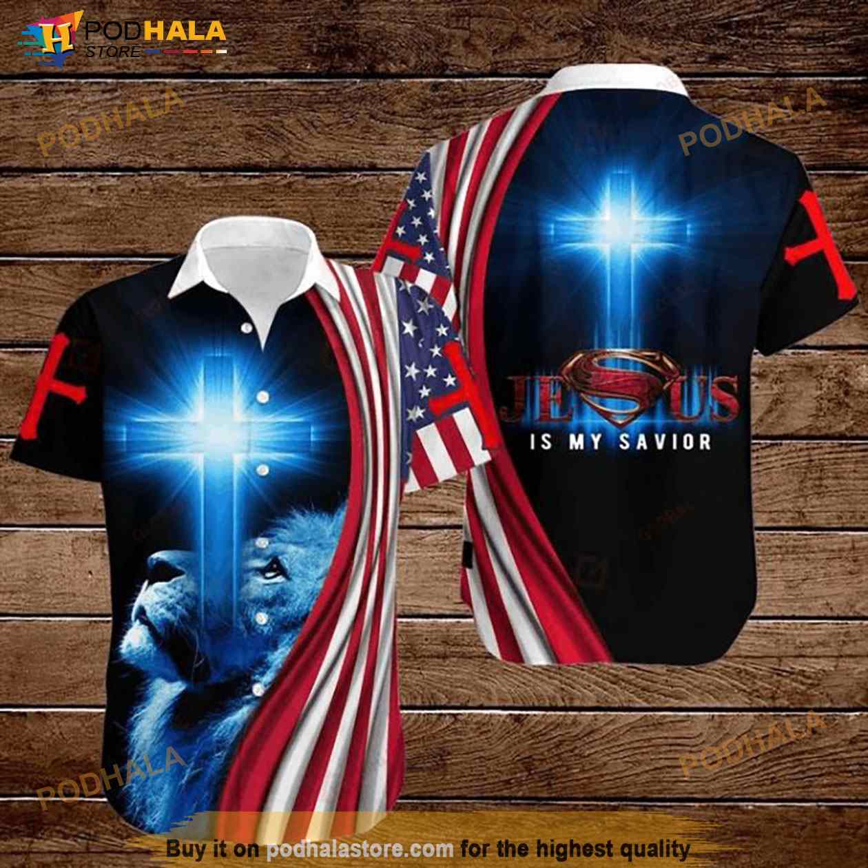 American 4th Of July Independence Day Flag Lion Cross Jesus Is My Savior Hawaiian Shirt American 4th Of July Independence Day Flag Lion Cross Jesus Is My Savior Hawaiian Shirt