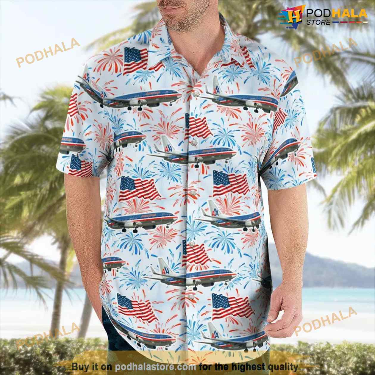 American Airlines Boeing 737-823 Old Livery Independence Day Hawaiian Shirt American Airlines Boeing 737-823 Old Livery Independence Day Hawaiian Shirt
