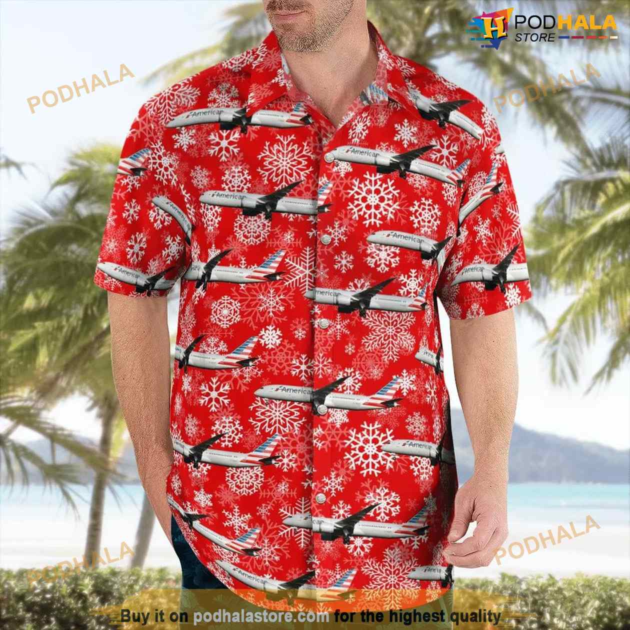 American Airlines Boeing 787-9 Dreamliner Holiday Aloha Hawaiian Shirt American Airlines Boeing 787-9 Dreamliner Holiday Aloha Hawaiian Shirt