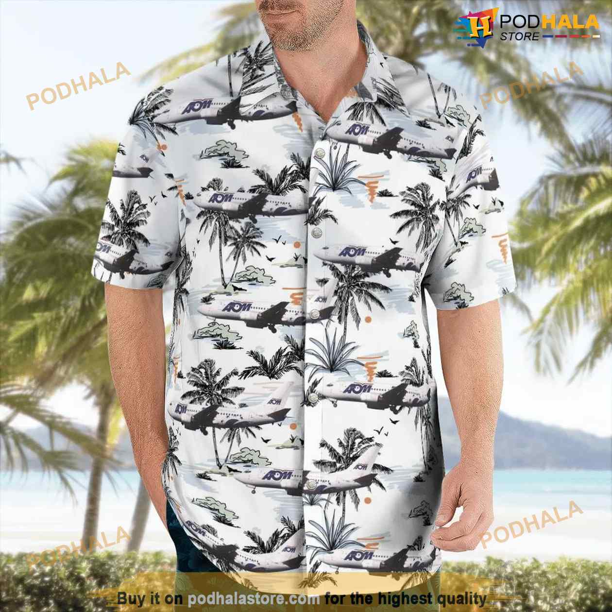 Aom French Airlines Boeing 737-500 Hawaiian Shirt For Men And Women Aom French Airlines Boeing 737-500 Hawaiian Shirt For Men And Women
