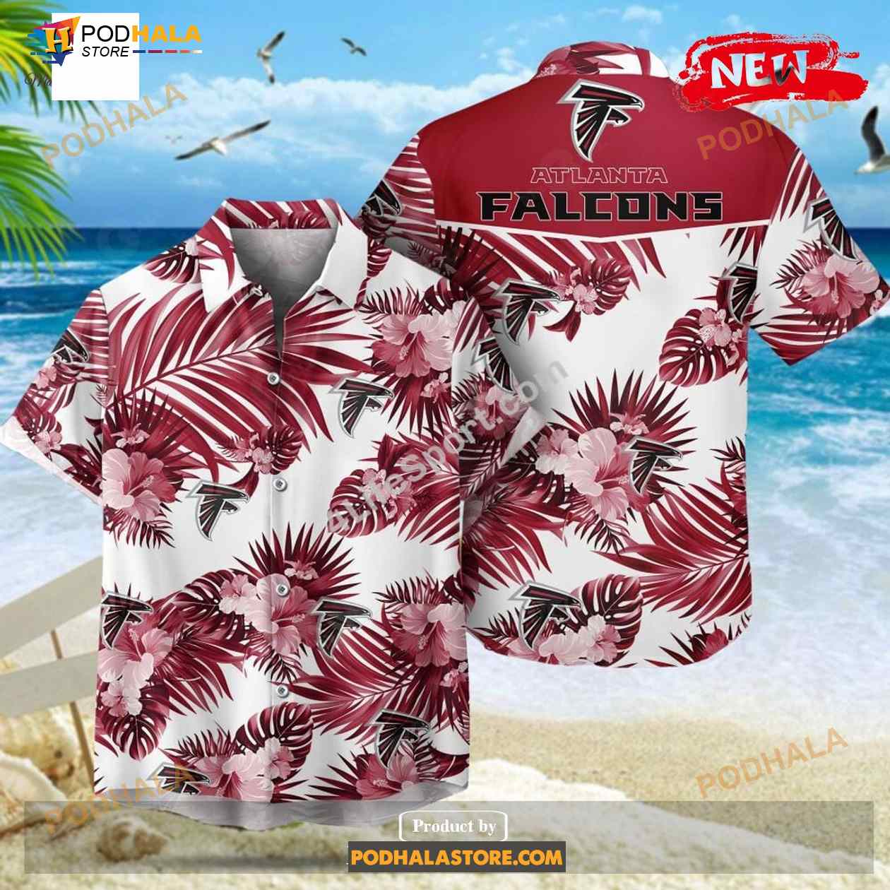 Atlanta Falcons NFL Palm Leaves Hot Summer Collection Funny 3D NFL Hawaiian Shirt Atlanta Falcons NFL Palm Leaves Hot Summer Collection Funny 3D NFL Hawaiian Shirt