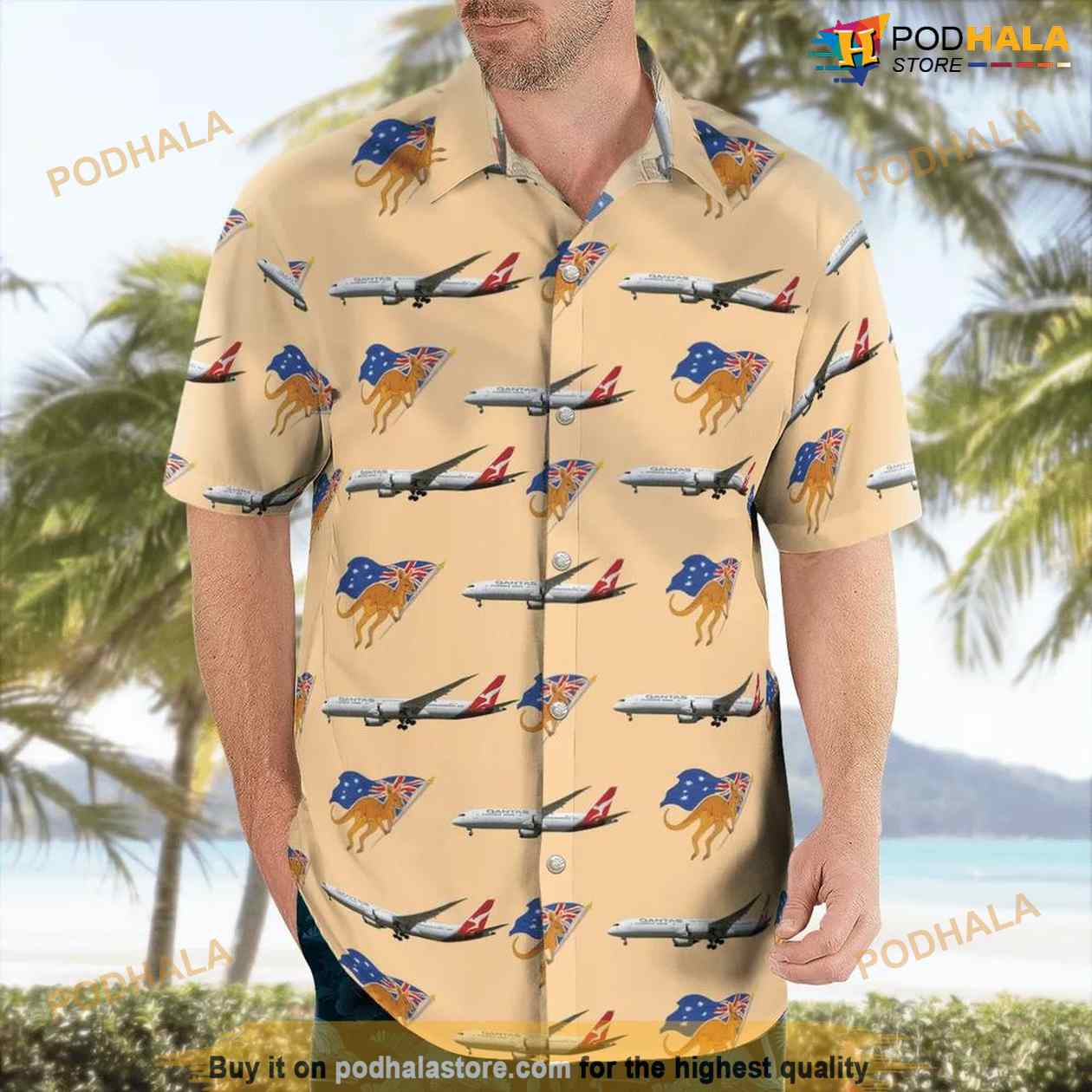Australia Qantas Boeing 787-9 Dreamliner Button Up Hawaiian Shirt Australia Qantas Boeing 787-9 Dreamliner Button Up Hawaiian Shirt