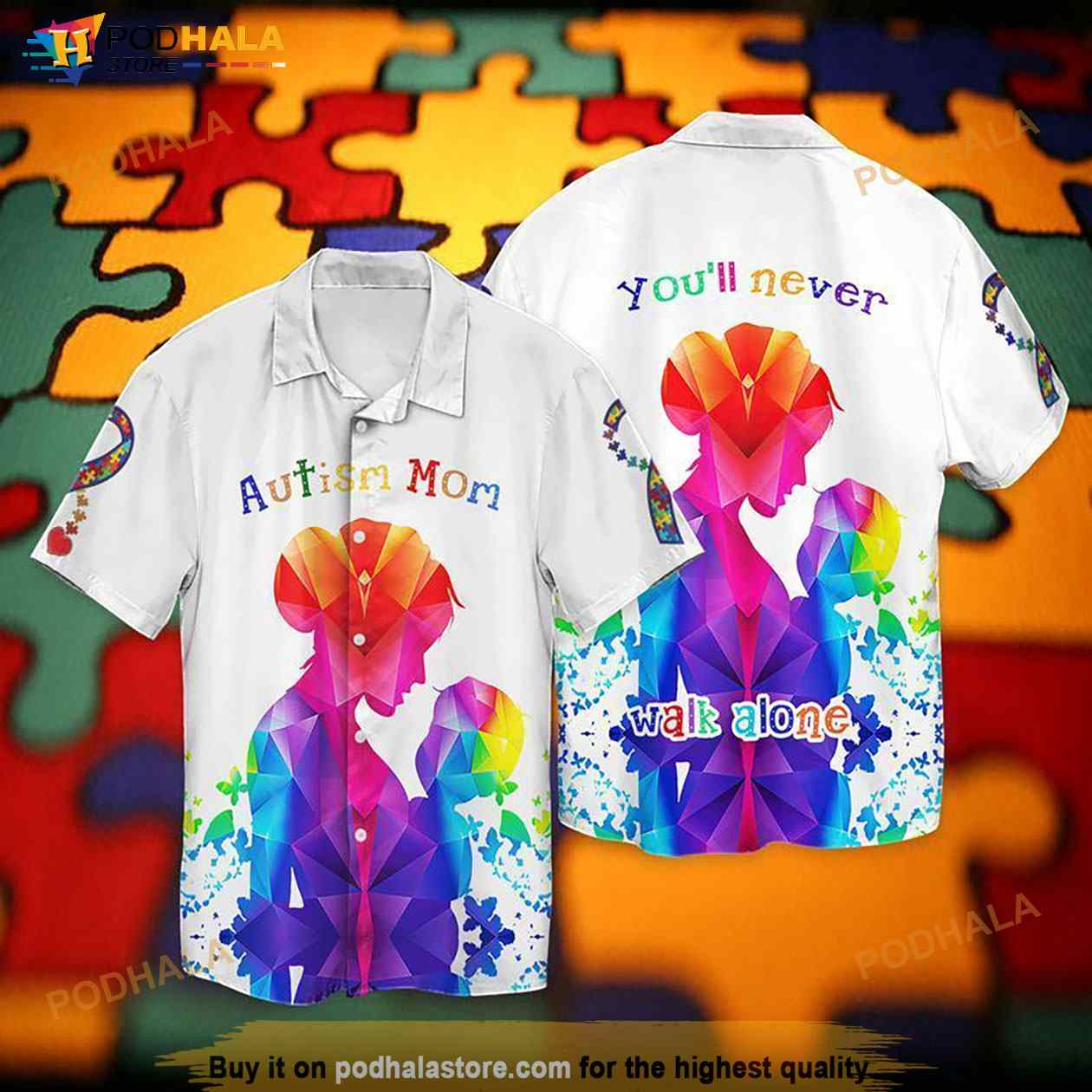Autism Awareness Autism Mom Walk Alone Hawaiian Shirt Autism Awareness Autism Mom Walk Alone Hawaiian Shirt