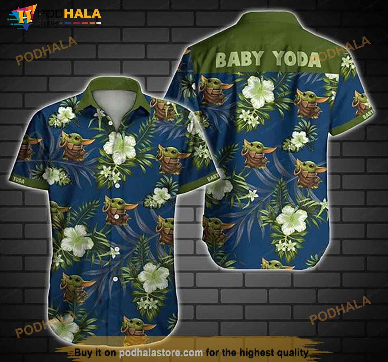 Baby Yoda Green Mandalorian Tropical Flowers Hawaiian Shirt Baby Yoda Green Mandalorian Tropical Flowers Hawaiian Shirt