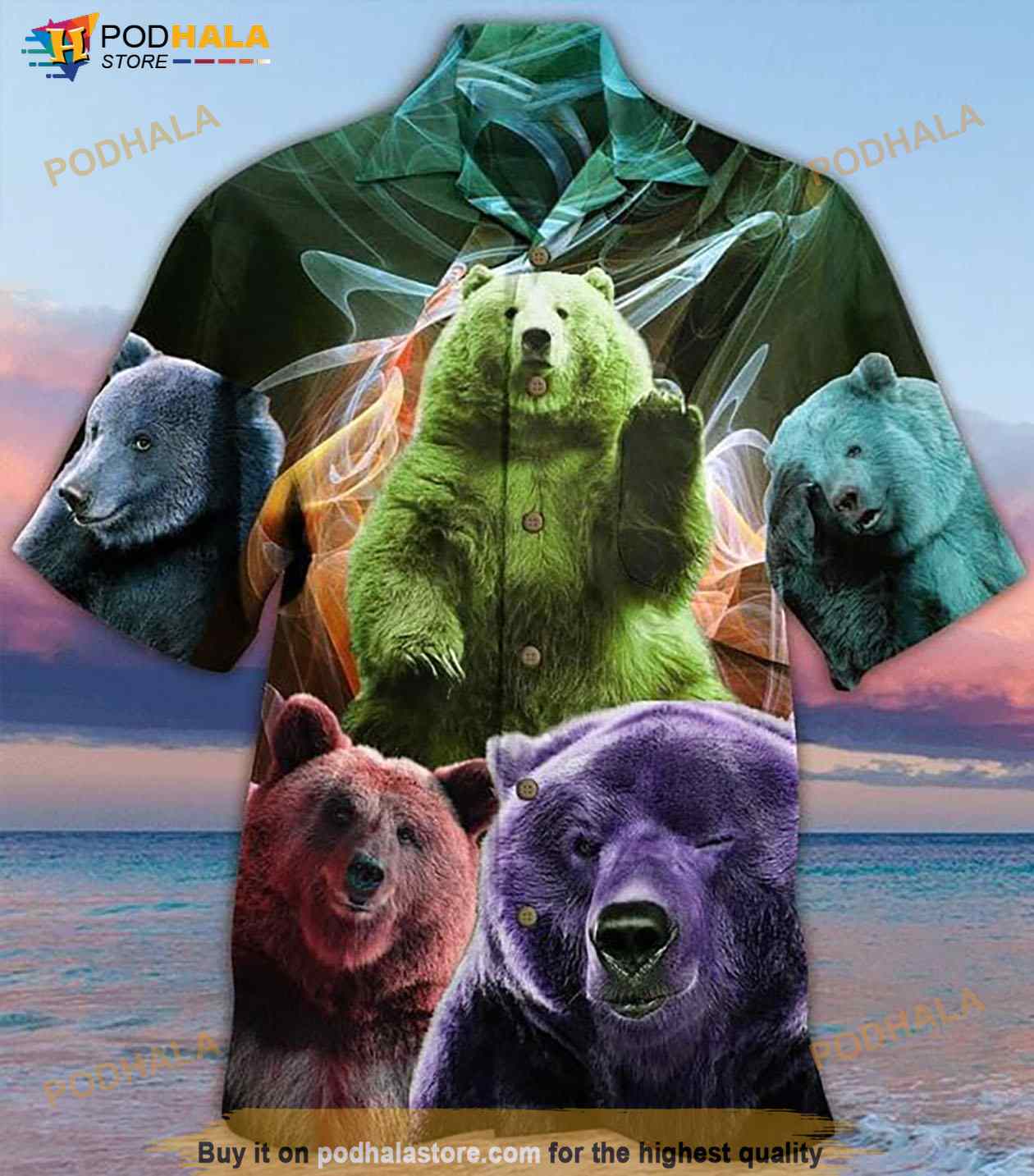 Bear Animal Print Hawaiian Shirt Bear Animal Print Hawaiian Shirt