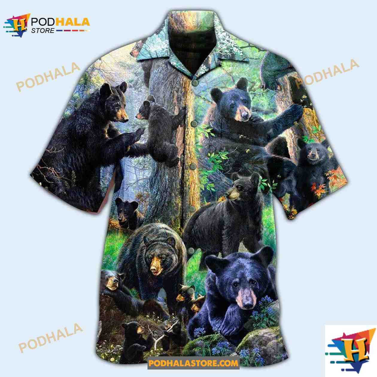 Bear Black Bear Family Into Spring Hawaiian Shirt Bear Black Bear Family Into Spring Hawaiian Shirt