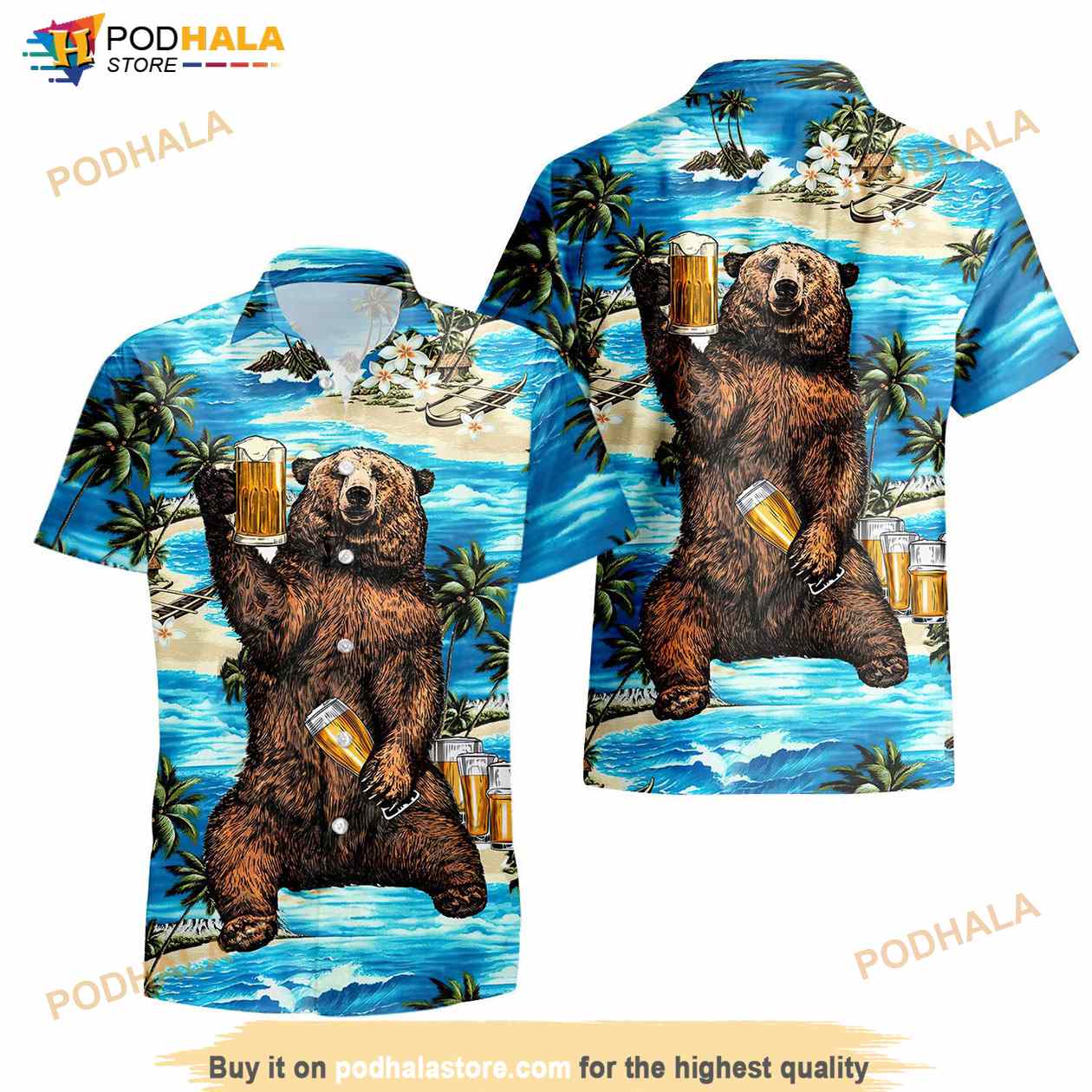 Bear Drinking Beer Funny Party Hawaiian Shirt Bear Drinking Beer Funny Party Hawaiian Shirt