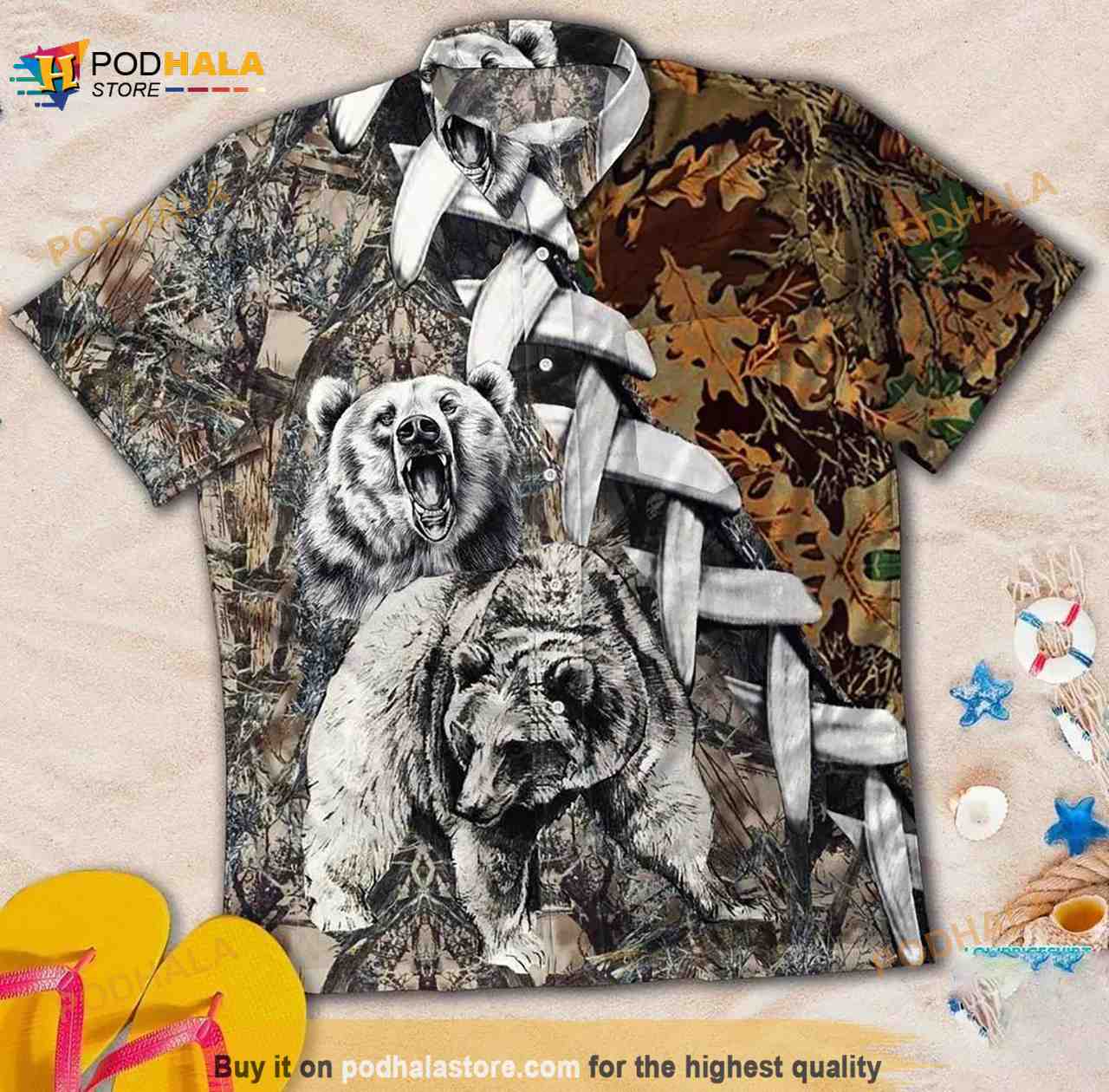 Bear Howling Hawaiian Shirt Bear Howling Hawaiian Shirt