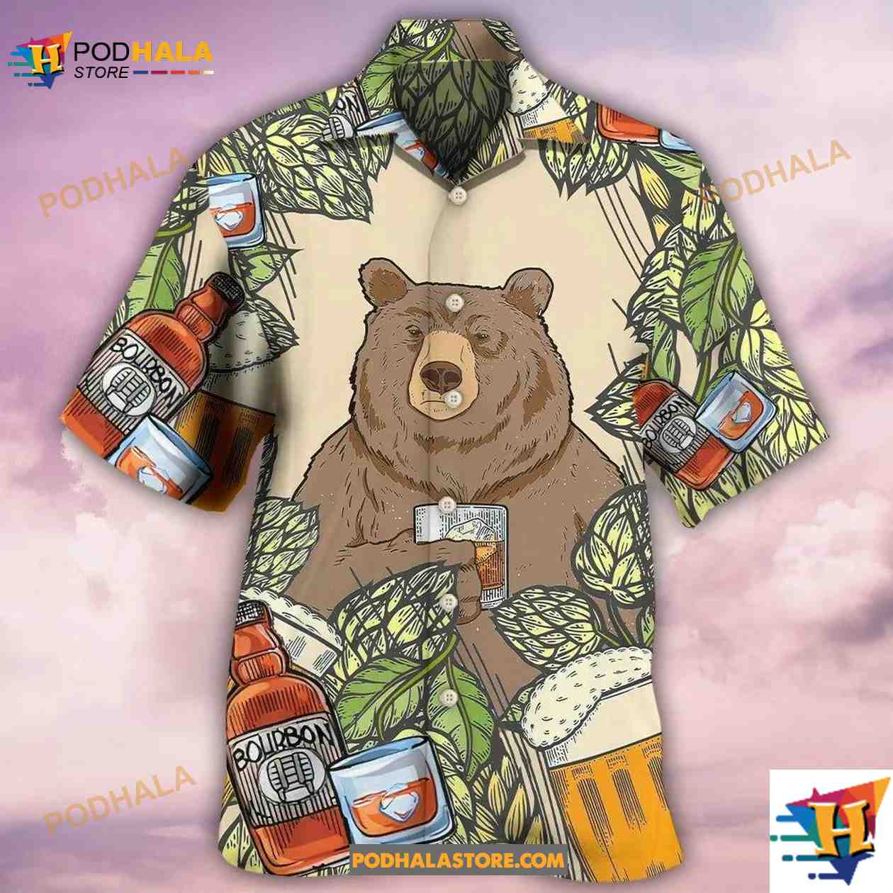 Bear I Drink Bourbon Hawaiian Shirt Bear I Drink Bourbon Hawaiian Shirt