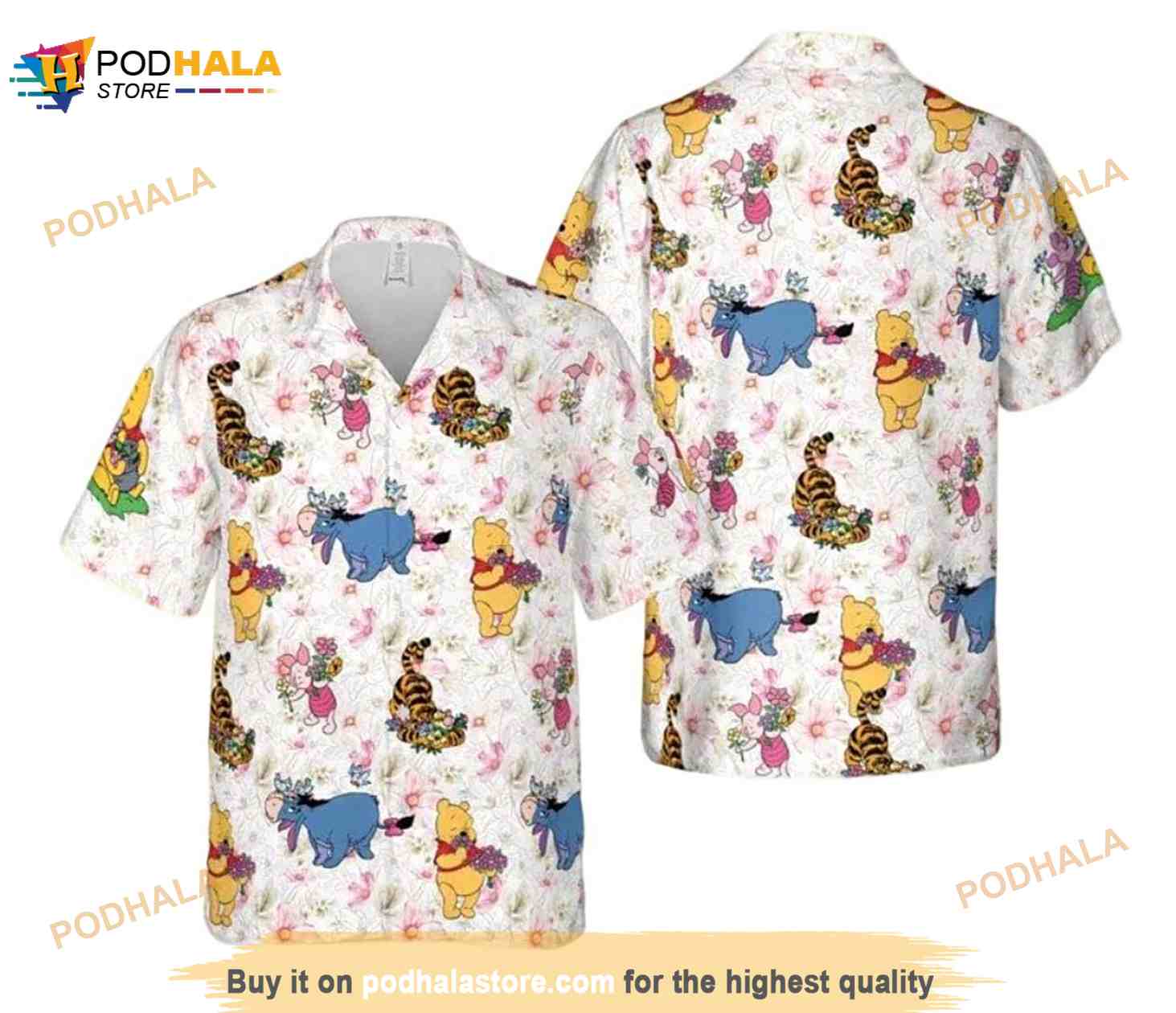 Bear The Pooh And Friend Flower Pink Mix Funny Hawaiian Shirt Bear The Pooh And Friend Flower Pink Mix Funny Hawaiian Shirt