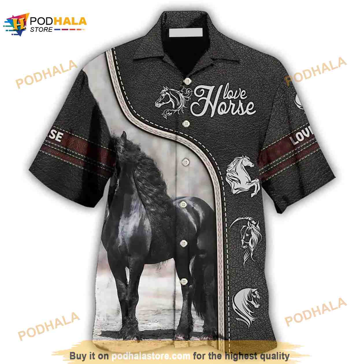 Beautiful Black Horse Hawaiian Shirt Beautiful Black Horse Hawaiian Shirt