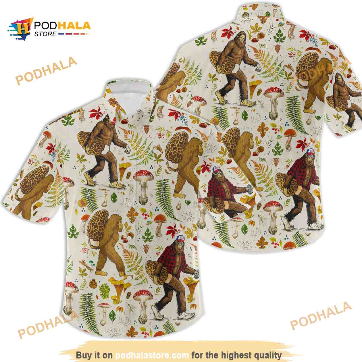 Bigfoot Mushroom Funny Hawaiian Shirt Bigfoot Mushroom Funny Hawaiian Shirt