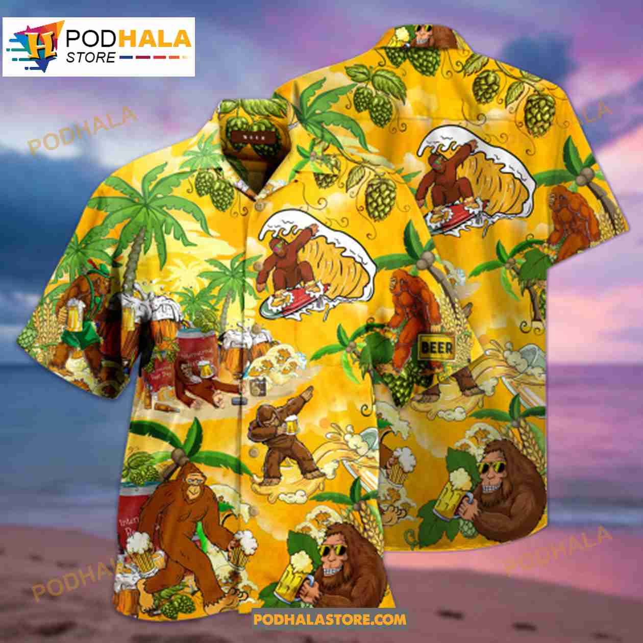 Bigfoot Summer Beer Aloha Vintage Beach Sleeve Hawaiian Shirt Bigfoot Summer Beer Aloha Vintage Beach Sleeve Hawaiian Shirt