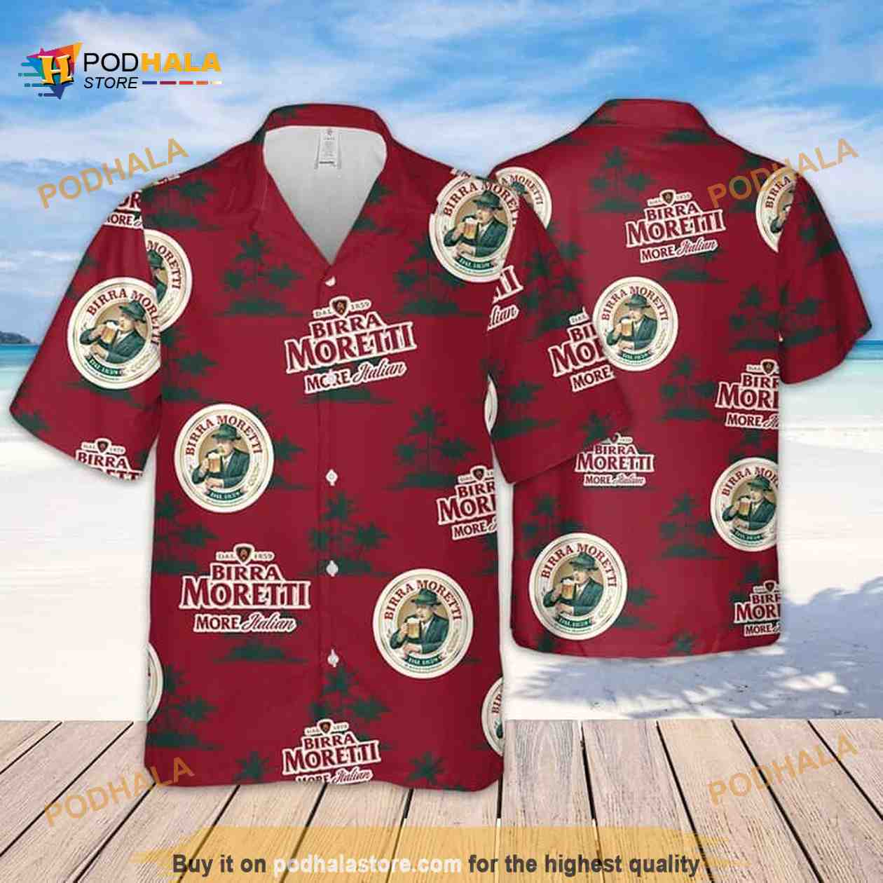 Birra Moretti Beer Coconut Island Pattern Funny Hawaiian Shirt Birra Moretti Beer Coconut Island Pattern Funny Hawaiian Shirt