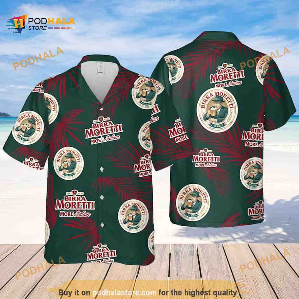 Birra Moretti Beer Palm Leaves Pattern Funny Hawaiian Shirt Birra Moretti Beer Palm Leaves Pattern Funny Hawaiian Shirt