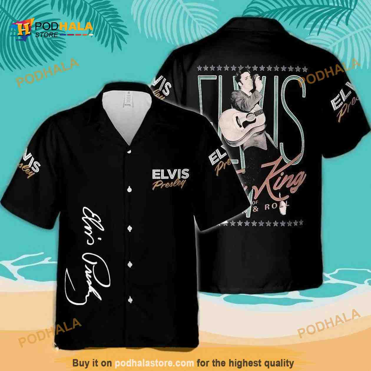 Black Aloha Elvis Presley Funny Hawaiian Shirt King Of Rock And Roll Black Aloha Elvis Presley Funny Hawaiian Shirt King Of Rock And Roll