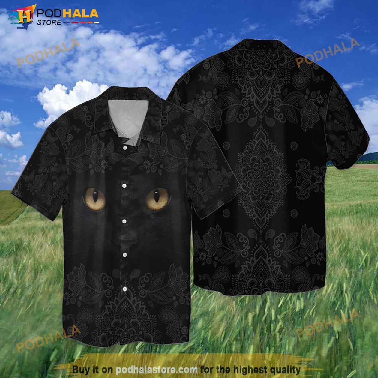 Black Cat Eye Hawaiian Shirt Black Cat Eye Hawaiian Shirt