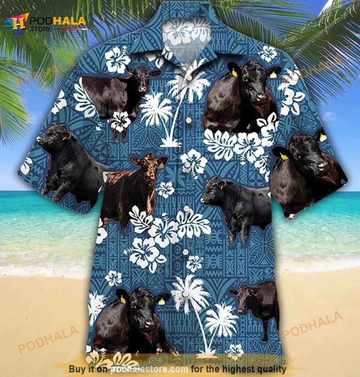 Black Cow Hibicus Funny Hawaiian Shirt Black Cow Hibicus Funny Hawaiian Shirt