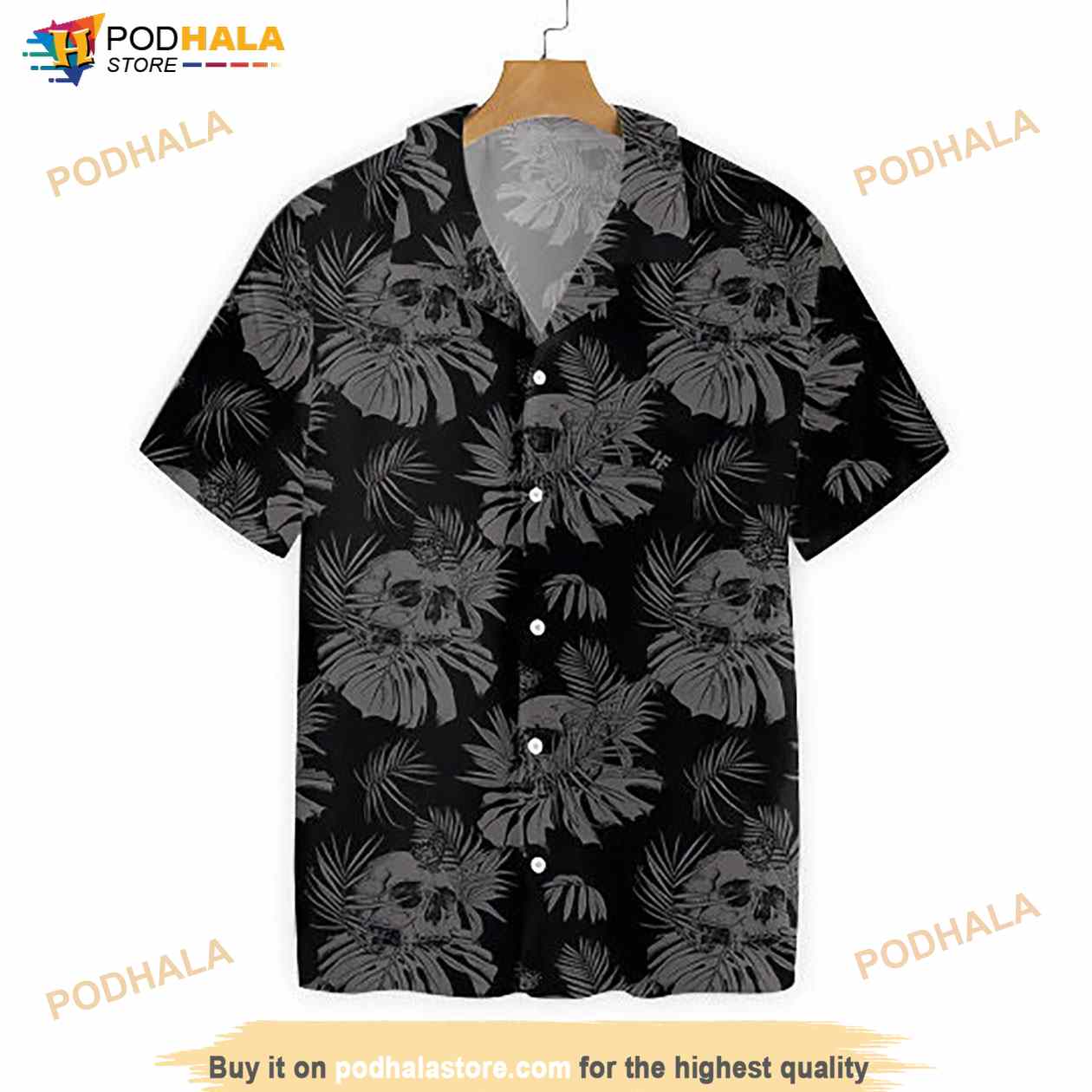 Black Skull Hawaiian Vintage Aloha Shirt Black Skull Hawaiian Vintage Aloha Shirt