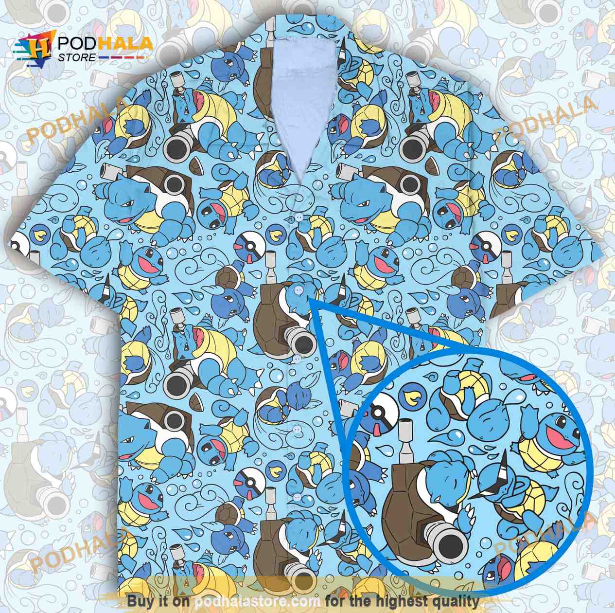 Blastoise Wartortle Squirtle Pattern Funny Hawaiian Shirt Blastoise Wartortle Squirtle Pattern Funny Hawaiian Shirt