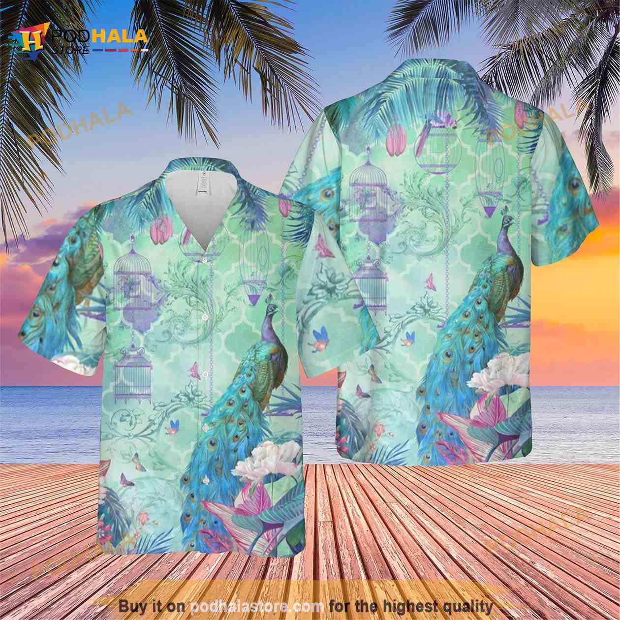 Blue Peacock Funny Hawaiian Shirt Blue Peacock Funny Hawaiian Shirt