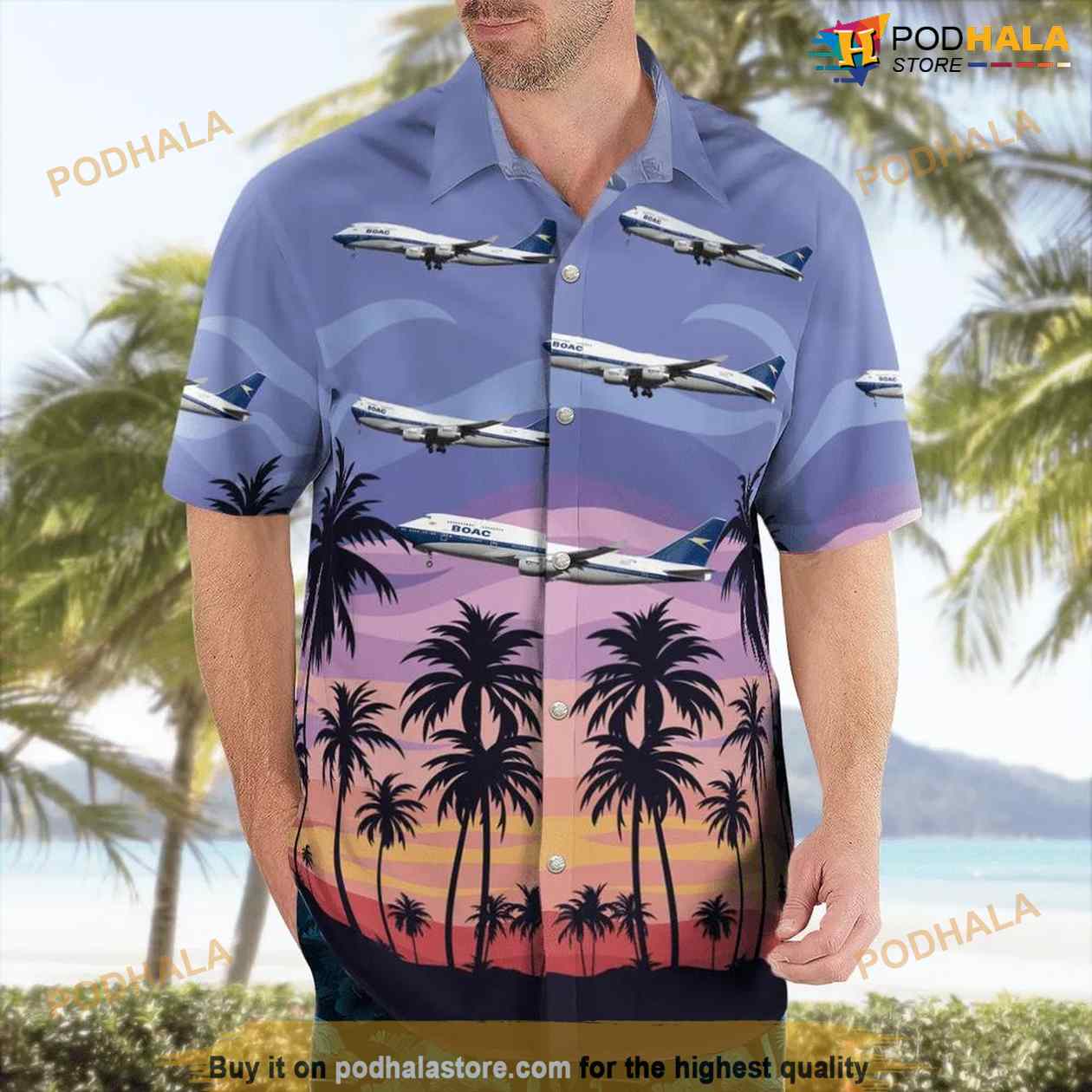 Boeing 747-436 – Boac (british Airways) Hawaiian Shirt Boeing 747-436 – Boac (british Airways) Hawaiian Shirt