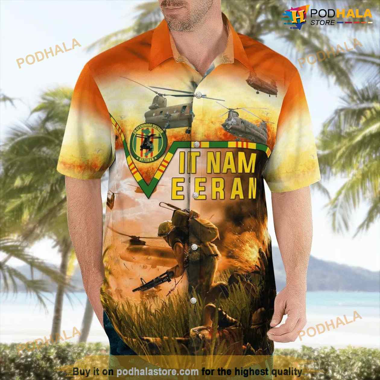 Boeing Ch-47 Vietnam Veteran Button Up Hawaiian Shirt Boeing Ch-47 Vietnam Veteran Button Up Hawaiian Shirt