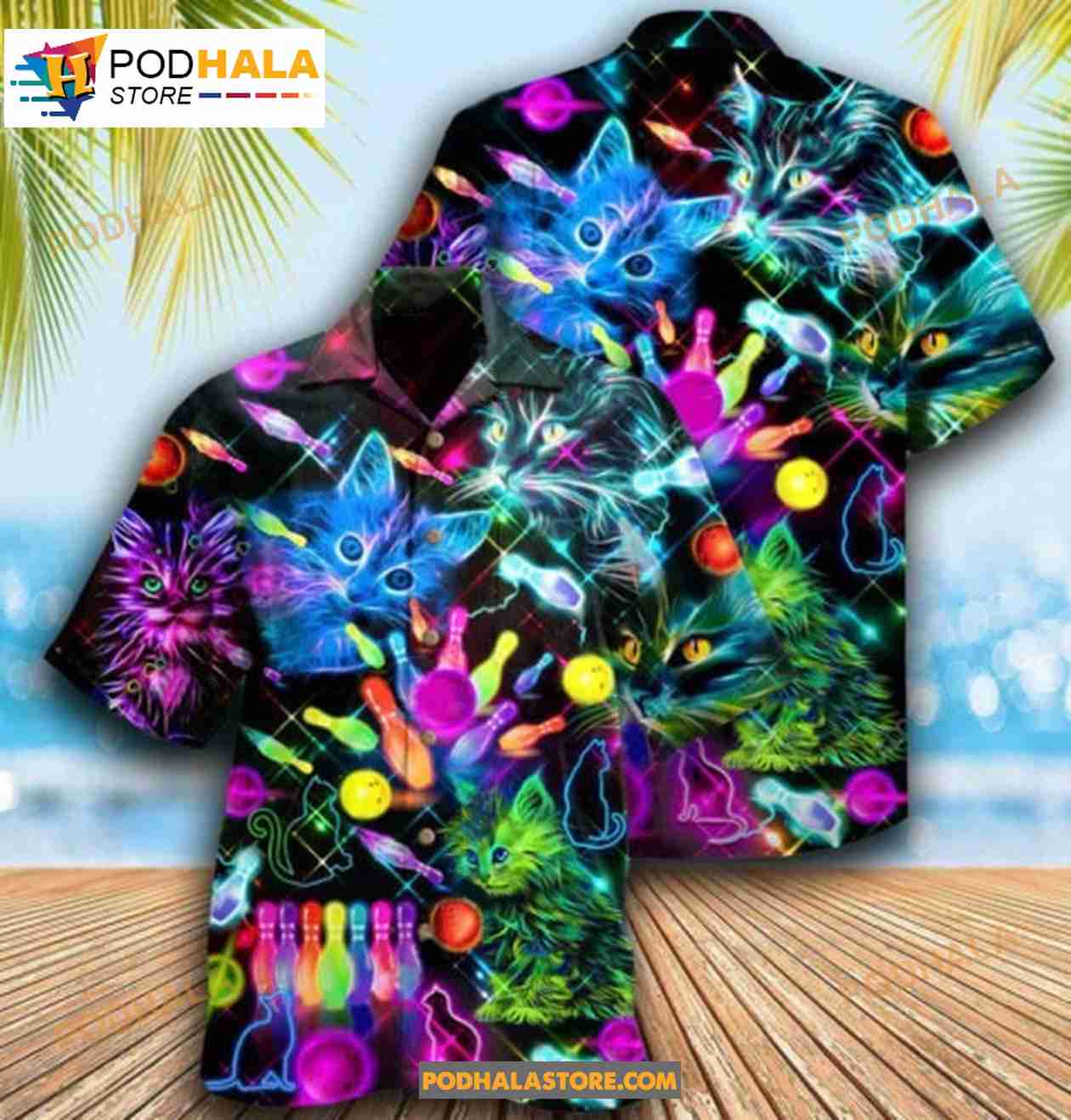 Bowling Rolling With My Homies Cats Short Sleeve Button Down Hawaiian Shirt Bowling Rolling With My Homies Cats Short Sleeve Button Down Hawaiian Shirt