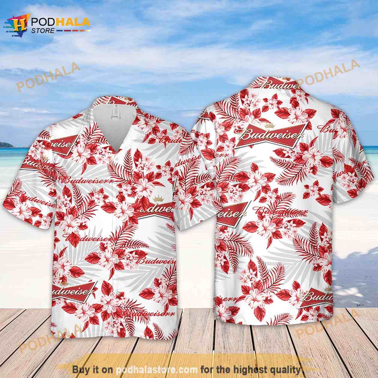 Budweiser Hawaiian Flowers Pattern Summer Vacation Funny Hawaiian Shirt Budweiser Hawaiian Flowers Pattern Summer Vacation Funny Hawaiian Shirt
