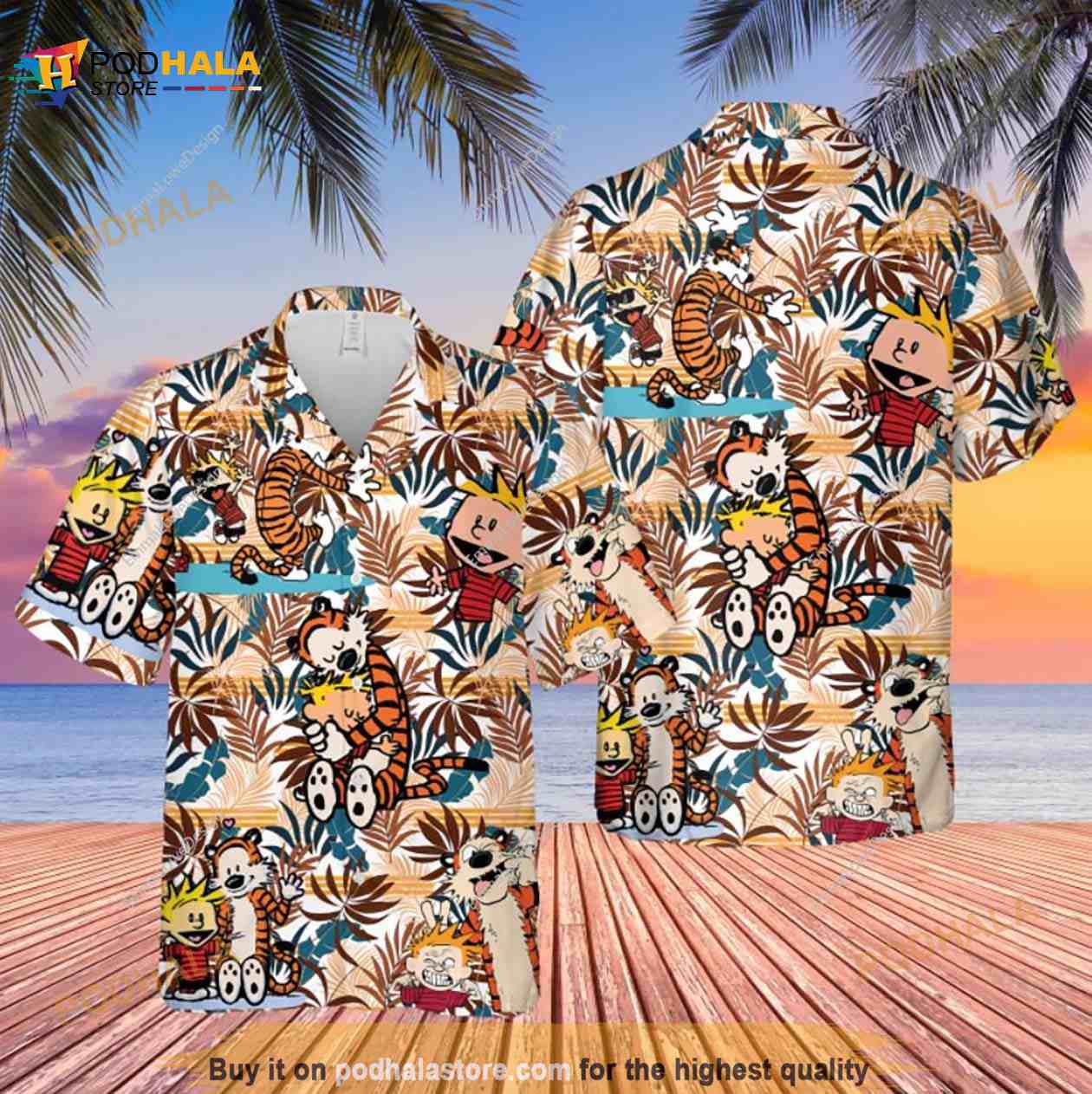 Calvin And Hobbes Summer Funny Hawaiian Shirt Calvin And Hobbes Summer Funny Hawaiian Shirt