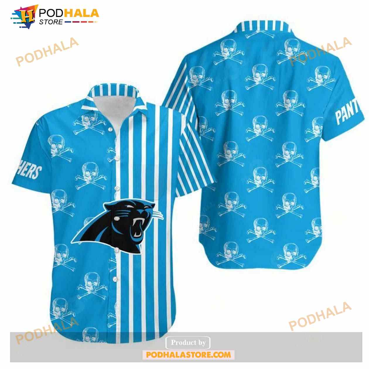 Carolina Panthers Stripes And Skull Hawaii Shirt Summer Collection Carolina Panthers Stripes And Skull Hawaii Shirt Summer Collection