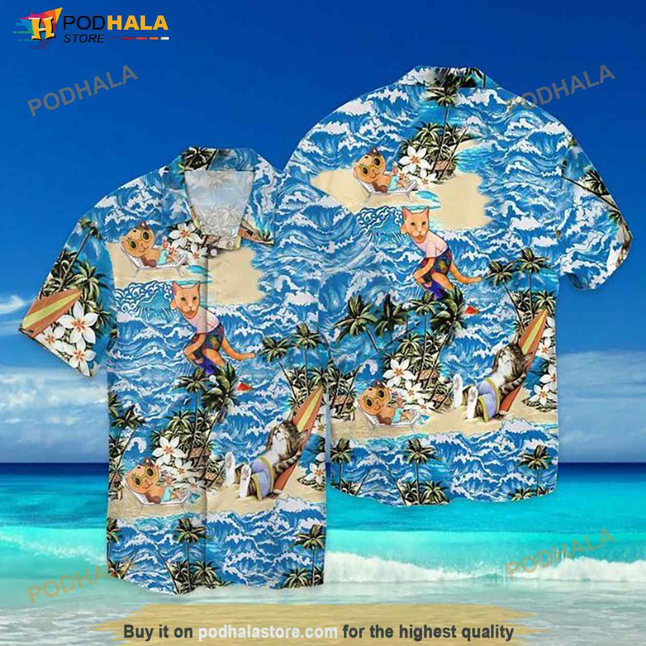 Cat With Sea Hawaiian Shirt Cat With Sea Hawaiian Shirt