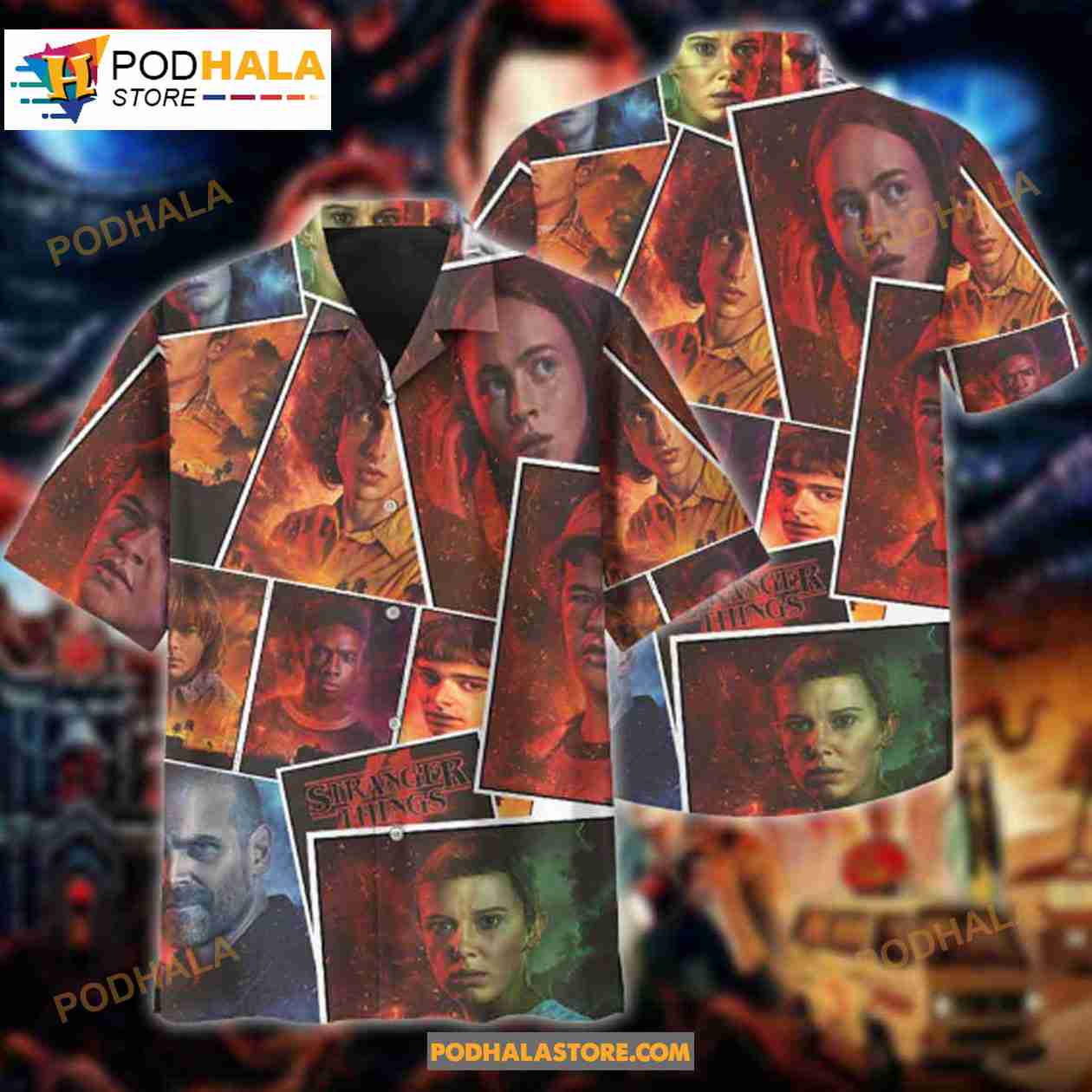 Characters Stranger Things 4 Halloween Hawaii Shirt Characters Stranger Things 4 Halloween Hawaii Shirt