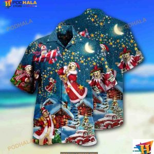 Christmas Bear Santa In The Night Hawaiian Shirt