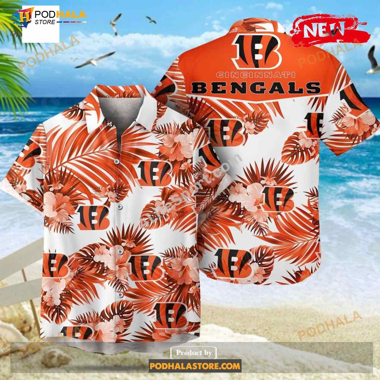 Cincinnati Bengals NFL Palm Leaves Hot Summer Collection Funny 3D NFL Hawaiian Shirt Cincinnati Bengals NFL Palm Leaves Hot Summer Collection Funny 3D NFL Hawaiian Shirt