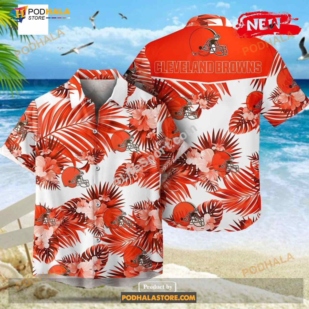 Cleveland Browns NFL Palm Leaves Hot Summer Collection Funny 3D NFL Hawaiian Shirt Cleveland Browns NFL Palm Leaves Hot Summer Collection Funny 3D NFL Hawaiian Shirt