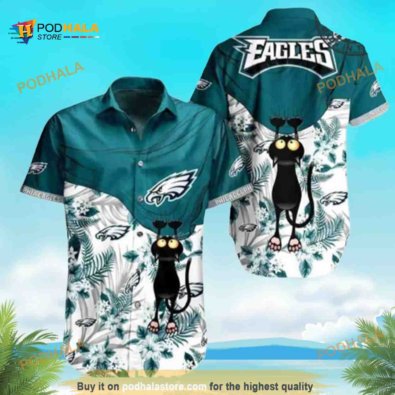 Cool Black Cat NFL Philadelphia Eagles Funny Hawaiian Shirt Cool Black Cat NFL Philadelphia Eagles Funny Hawaiian Shirt